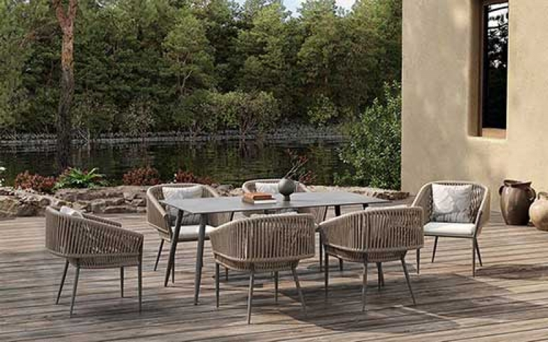 6-seater outdoor leisure dining table and chairs