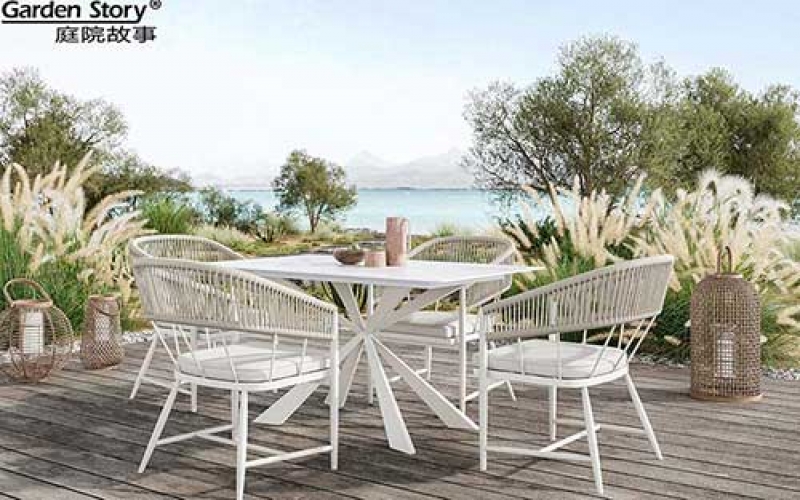 Outdoor leisure rock board dining table and chairs